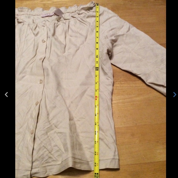 SHERRY TAYLOR Tan Nude SET Ramie Rayon TOP Shirt SKIRT Asymmetric hem size XL - Picture 3 of 12